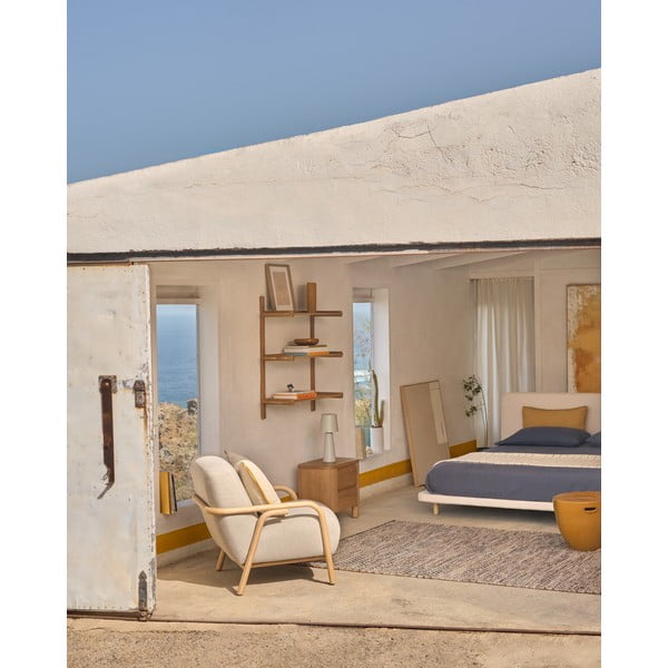 Bézs kárpitozott franciaágy 180x200 cm Odum – Kave Home-image-4