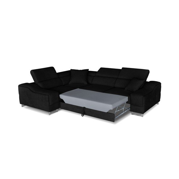 Kappa fekete kinyitható sarokkanapé, bal oldali kivitel - Windsor & Co. Sofas-image-2