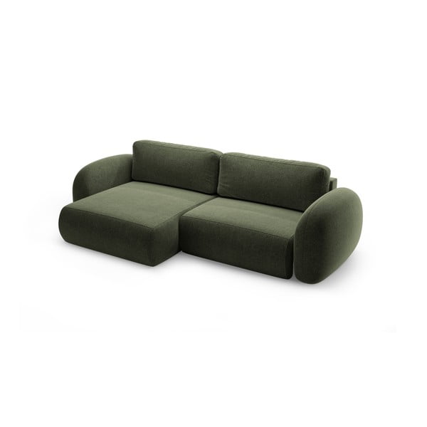 Zöld zsenília kinyitható-tárolóhelyes sarokkanapé Tonale – Cosmopolitan Design-image-2