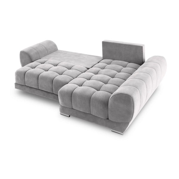 Nuage világosszürke kinyitható sarokkanapé bársony kárpittal, jobb oldali - Windsor & Co Sofas-image-4