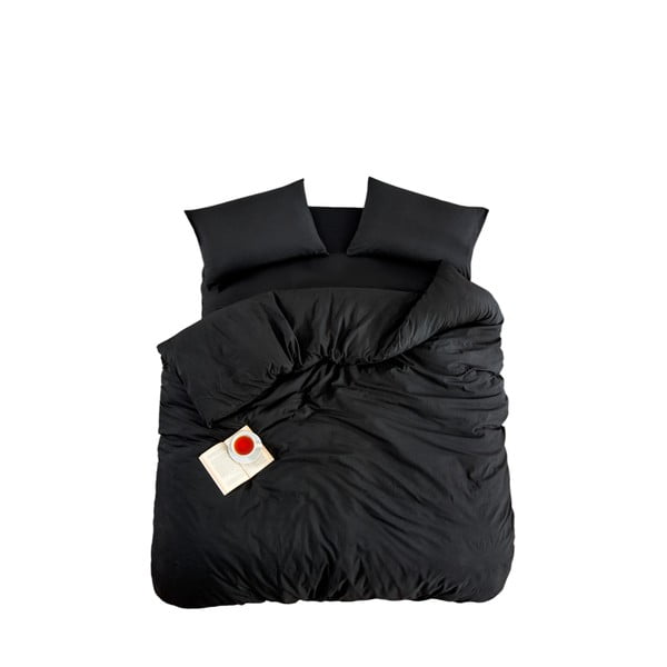 Fekete háromrészes  egyszemélyes hosszabbított ágyneműhuzat lepedővel 160x220 cm Classic – Mila Home