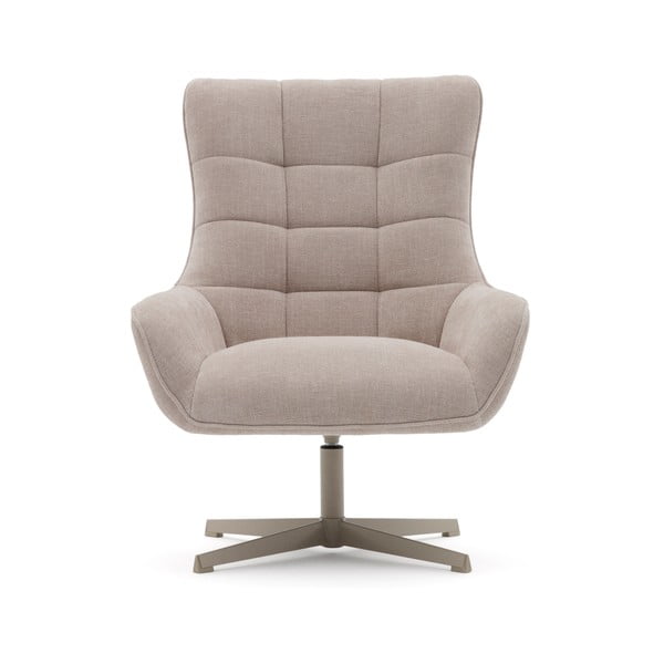 Bézs forgó zsenília fotel Teryl – Kave Home-image-1