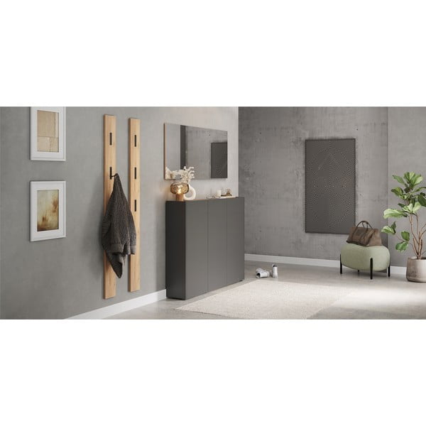 Antracitszürke szekrény tölgyfa dekorral 138x105x25 cm Libbiano – Germania-image-1