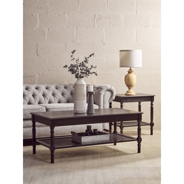 Fekete dohányzóasztal 60x120 cm Heritage – Premier Housewares-image-1