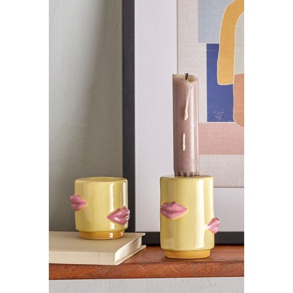 Kőedény gyertyatartó készlet 2 db-os Sassy – Bloomingville-image-1