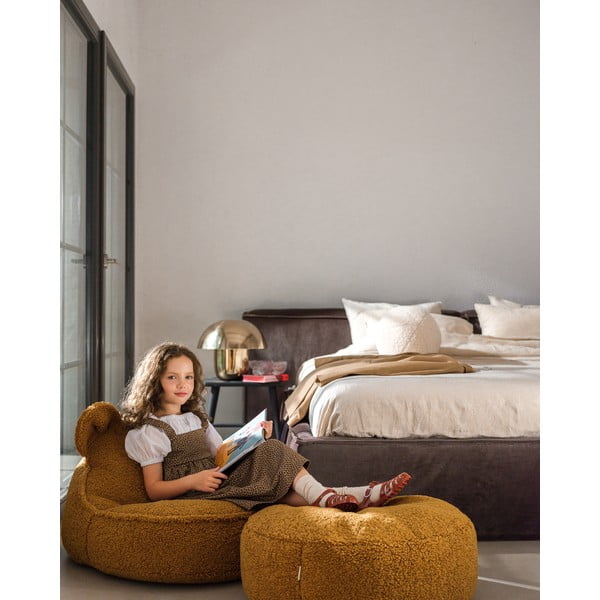 Barna buklé gyerek babzsákfotel Round – Wigiwama-image-1