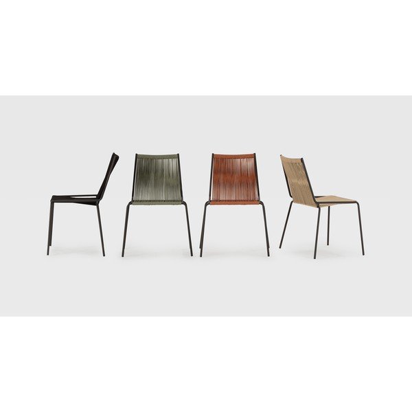 Fekete fém rakásolható étkezőszék szett 2 db-os Emily – Marckeric-image-1