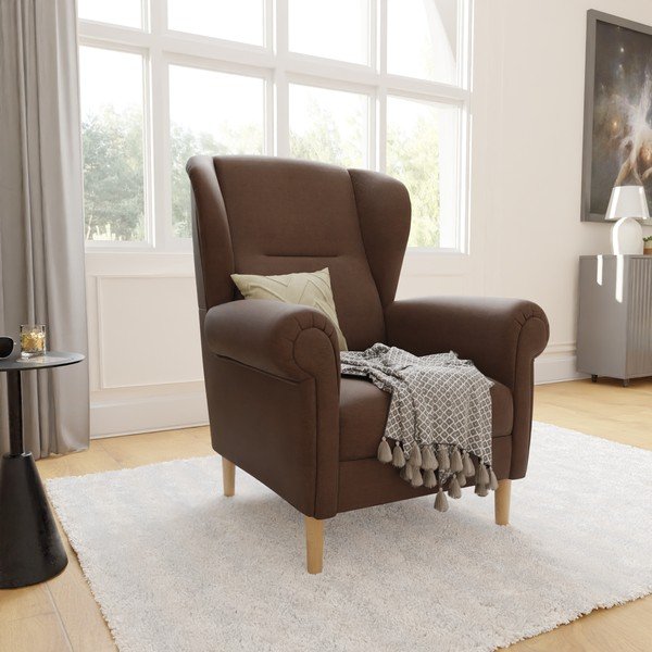 Sötétbarna füles fotel Swan – Ropez-image-3