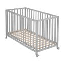 Szürke összecsukható gurulós babaágy 60x120 cm Fold up – Roba