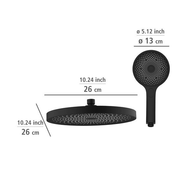 Fekete rozsdamentes acél zuhanyszett 120 cm Soft Water – Wenko-image-3