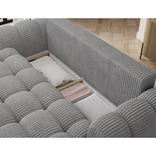 Szürke kordbársony kinyitható kanapé 256 cm Cotonn – ELTAP-image-4