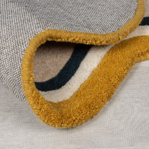 Krémszínű kézi szövésű gyapjú szőnyeg 120x170 cm Leo Scallop – Flair Rugs-image-3