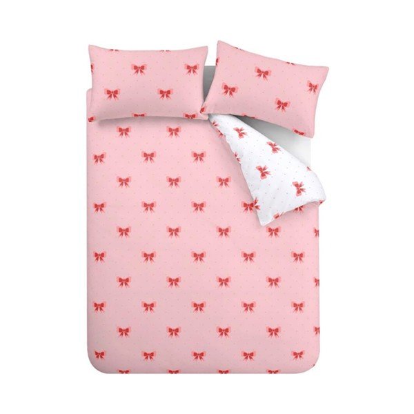 Rózsaszín kétszemélyes-hosszabbított ágyneműhuzat 230x220 cm Dotty Bows – Sassy B