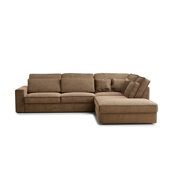 Világosbarna zsenília sarokkanapé (jobb oldali-L alakú) Kirou – Maison de Rêve