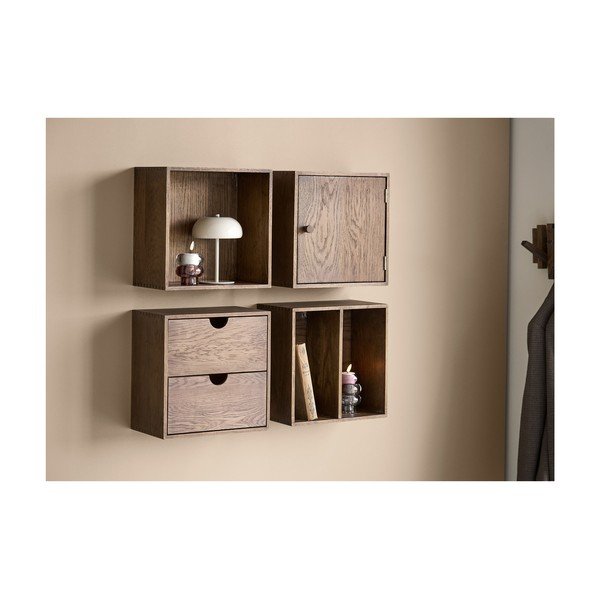 Sötétbarna többszintes tölgyfa fali polc 30 cm Townsville – House Nordic-image-1