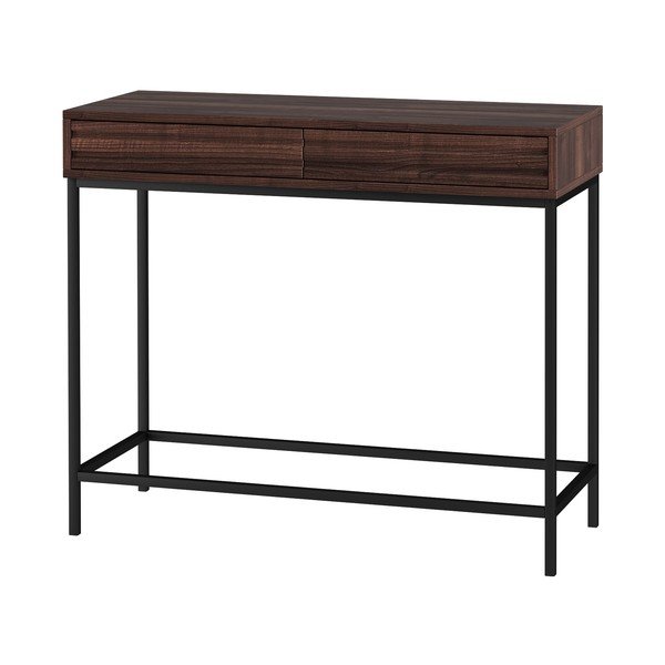 Sötétbarna konzolasztal diófa dekoros asztallappal 35x90 cm Celine – Støraa-image-3