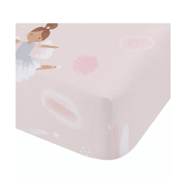 Rózsaszín gumis kétszemélyes gyerek lepedő 135x190 cm Dancing Fairies – Catherine Lansfield