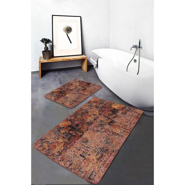 Barna bársony fürdőszobai kilépő szett 2 db-os 60x100 cm – Mila Home-image-3