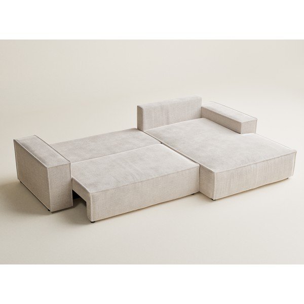 Krémszínű zsenília kinyitható-tárolóhelyes sarokkanapé (jobb oldali-heverő résszel) Maze – Maison de Rêve-image-4