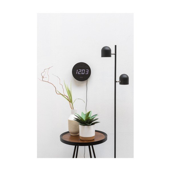 Round fekete LED falióra - Karlsson-image-1