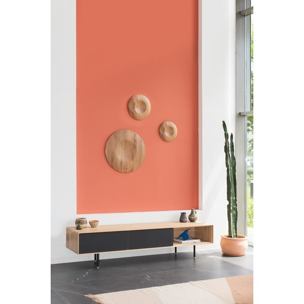 Fekete-natúr színű tölgyfa TV-állvány 200x48 cm Fina – Gazzda-image-3