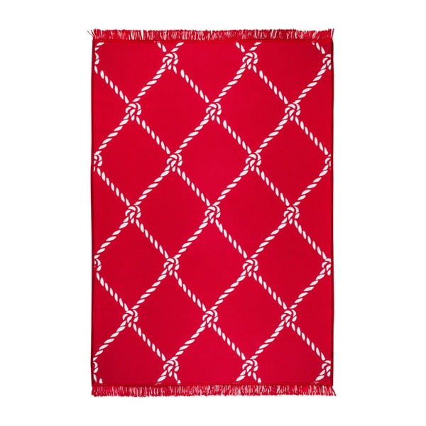 Rope piros-fehér kétoldalas szőnyeg, 140 x 215 cm