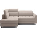 Világosbarna bársony kinyitható-tárolóhelyes sarokkanapé (bal oldali-L alakú) Barea – ELTAP