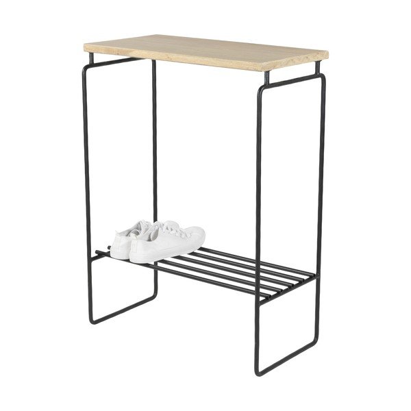 Fekete-natúr színű konzolasztal tölgyfa asztallappal 29x57 cm Clint – Spinder Design-image-4