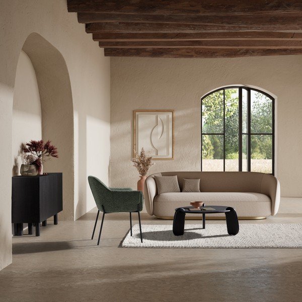 Fekete mangófa kerek dohányzóasztal ø 80 cm Tamira – MOME-image-1