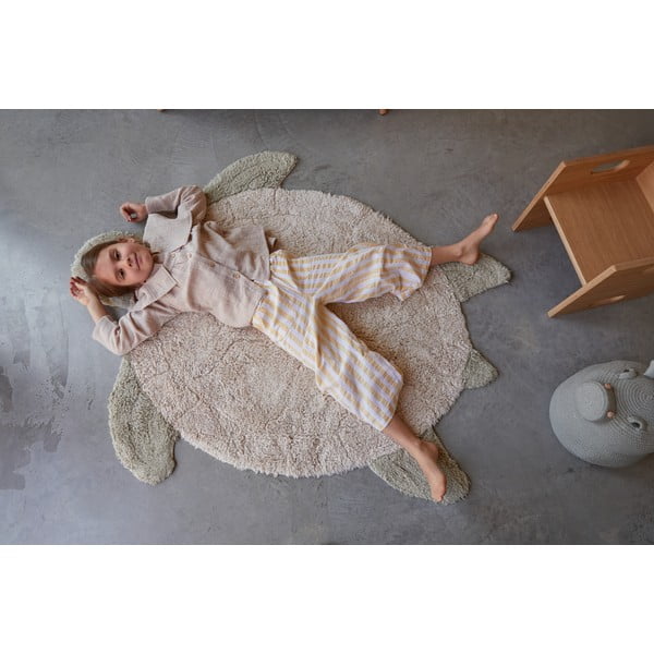 Bézs mosható kézi szövésű pamut gyerek szőnyeg 110x130 cm Sea Turtle – Lorena Canals-image-4