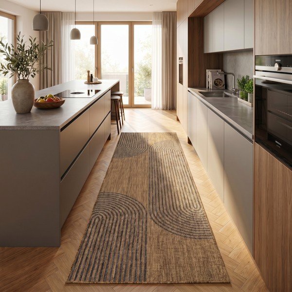 Fekete-barna kültéri-beltéri futószőnyeg 80x250 cm Mira 1453 – Ayyildiz Carpets-image-1