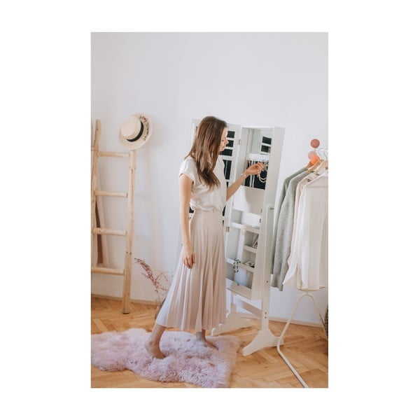 Bien fehér ékszertartó szekrény tükörrel és LED világítással - Bonami Essentials-image-2