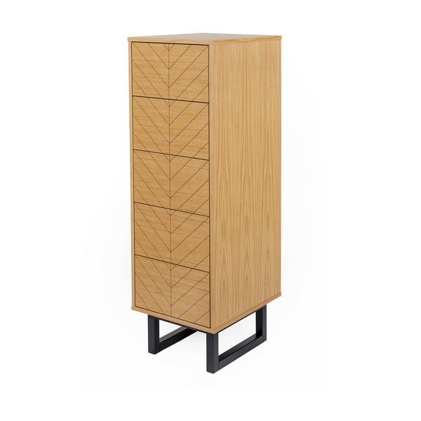 Camden Narrow Herringbone Print komód tölgyfa dekorral, 40 x 123 cm - Woodman-image-2