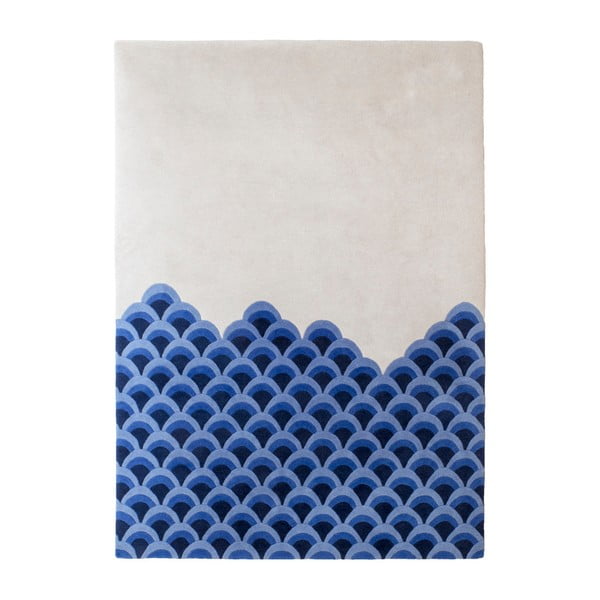 Marin kék-fehér gyapjúszőnyeg, 170 x 240 cm - HARTÔ