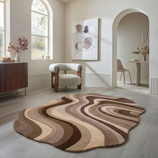 Barna-bézs kézi szövésű gyapjú szőnyeg 160x230 cm Envy Wool – Flair Rugs-image-1