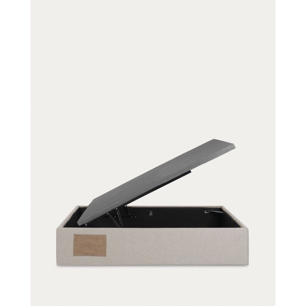 Bézs kárpitozott ágyneműtartós egyszemélyes ágy 90x190 cm Matters – Kave Home-image-3