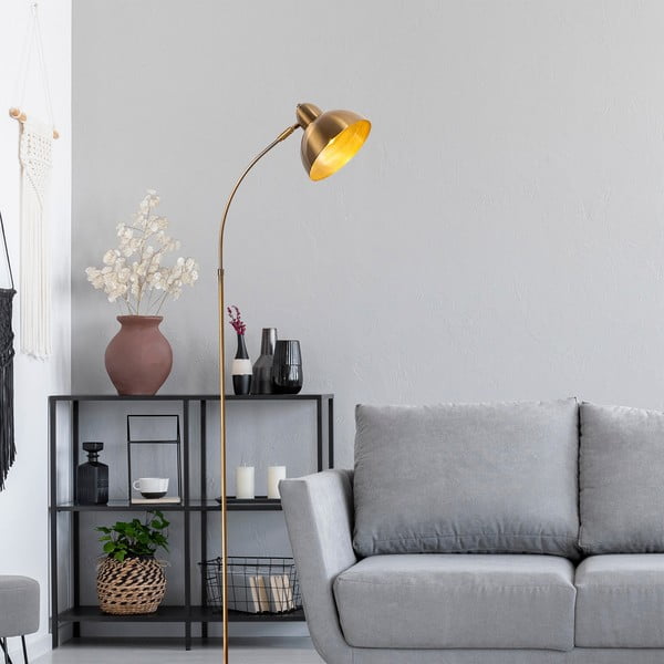 Sárgaréz színű állólámpa fém búrával (magasság 162 cm) Marzeo – Opviq lights-image-1