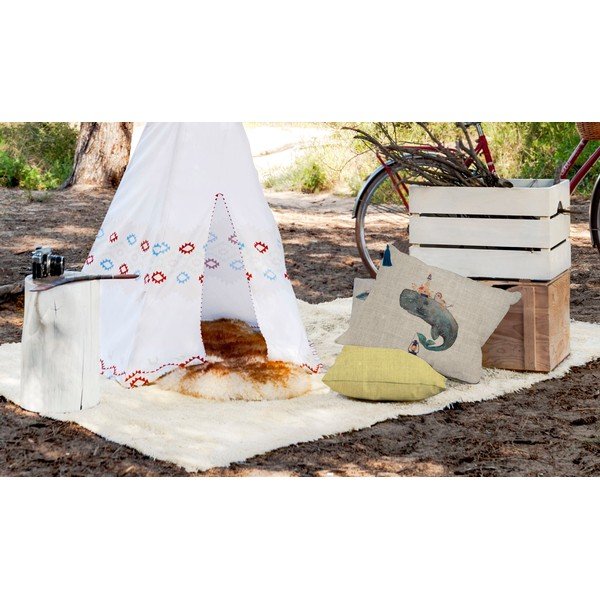 Whale lenvászon díszpárna, 50 x 35 cm - Little Nice Things-image-1