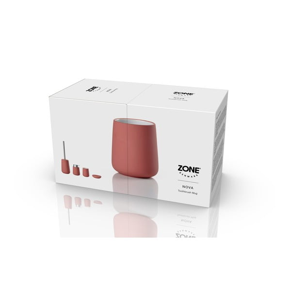 Világospiros agyagkerámia fogkefetartó pohár Nova – Zone-image-3