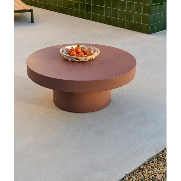 Beton kerek kerti dohányzóasztal ø 90 cm Aiguablava – Kave Home-image-1