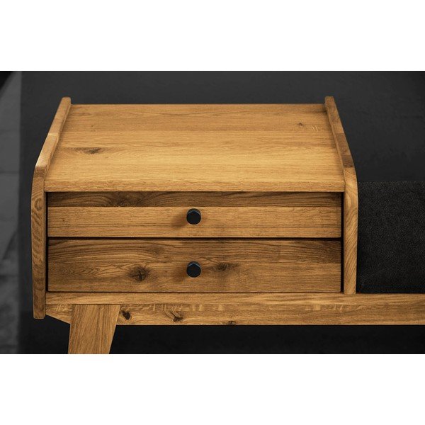 Fiókos tölgyfa pad, szürke ülőrésszel Retro - The Beds-image-4