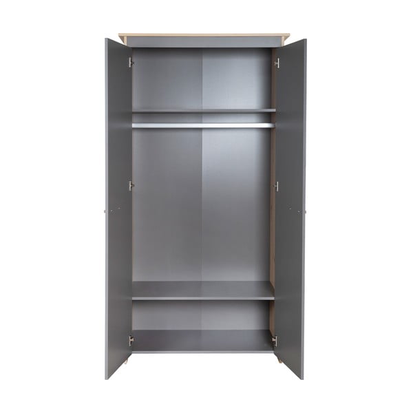 Antracitszürke-natúr színű gyerek ruhásszekrény tölgyfa dekorral 50x190x96 cm Anna – Roba-image-4