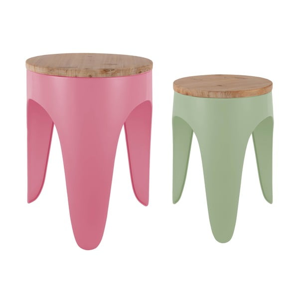 Zöld-rózsaszín fém ülőke szett 2 db-os Double Funky – Leitmotiv