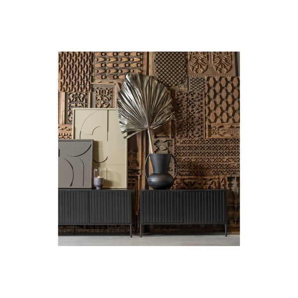 Fekete borovi fenyő TV-állvány 150x56x44 cm Gravure – WOOOD-image-4