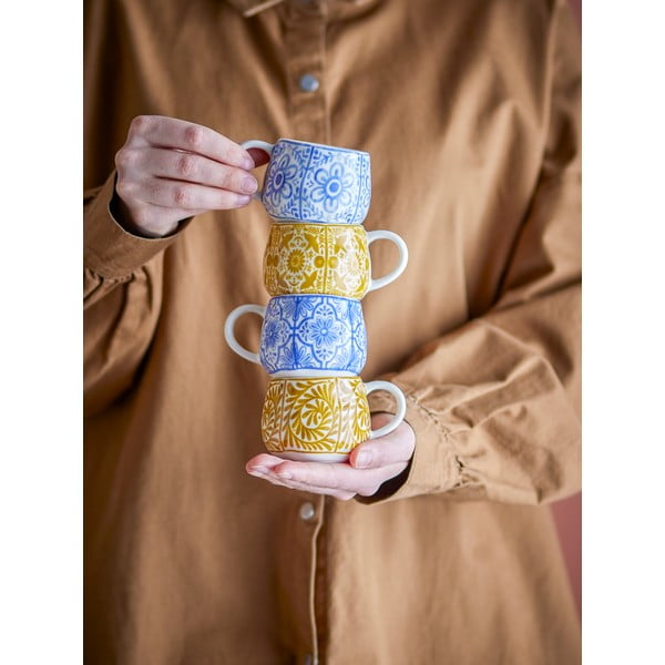 Kék-narancssárga kőedény eszpresszó csésze szett 4 db-os 155 ml Milton – Bloomingville-image-1