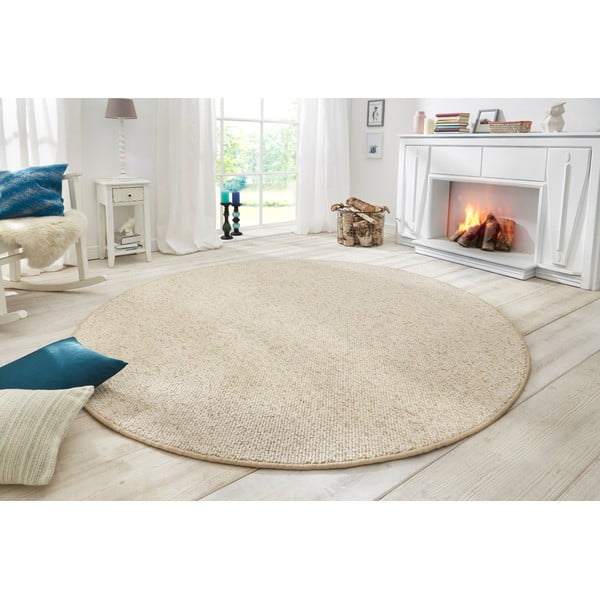 Krémszínű kerek szőnyeg ø 133 cm Wolly – BT Carpet-image-1