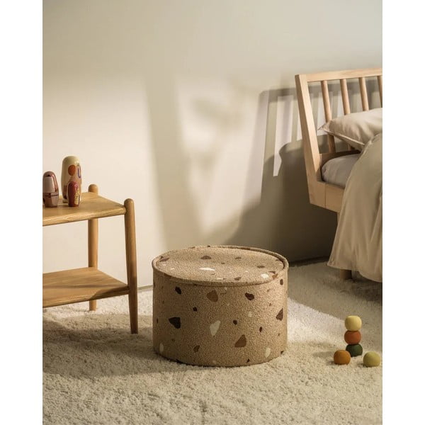Világosbarna buklé-zsenília gyerek puff Terrazzo – Wigiwama-image-3
