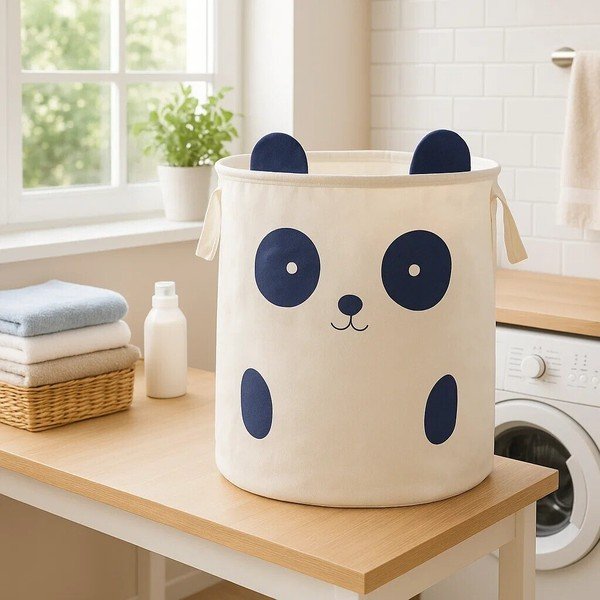 Fehér textil játéktároló kosár ø 38x48 cm Mimo Panda Face – Premier Housewares-image-4