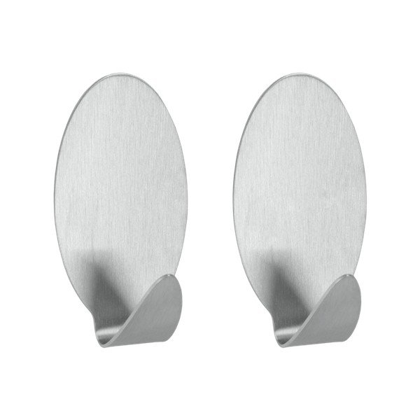 Mia 2 db-os rozsdamentes acél öntapadós akasztó szett - Metaltex-image-1