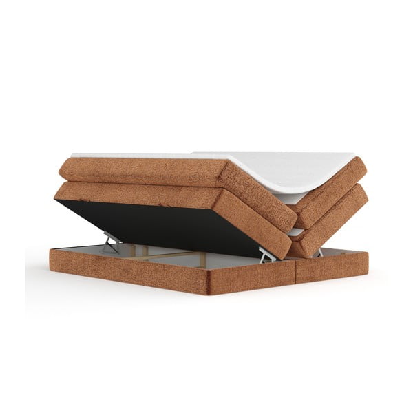 Narancssárga ágyneműtartós boxspring ágy ágytámla nélkül 140x200 cm Juniper – Maison de Rêve-image-2